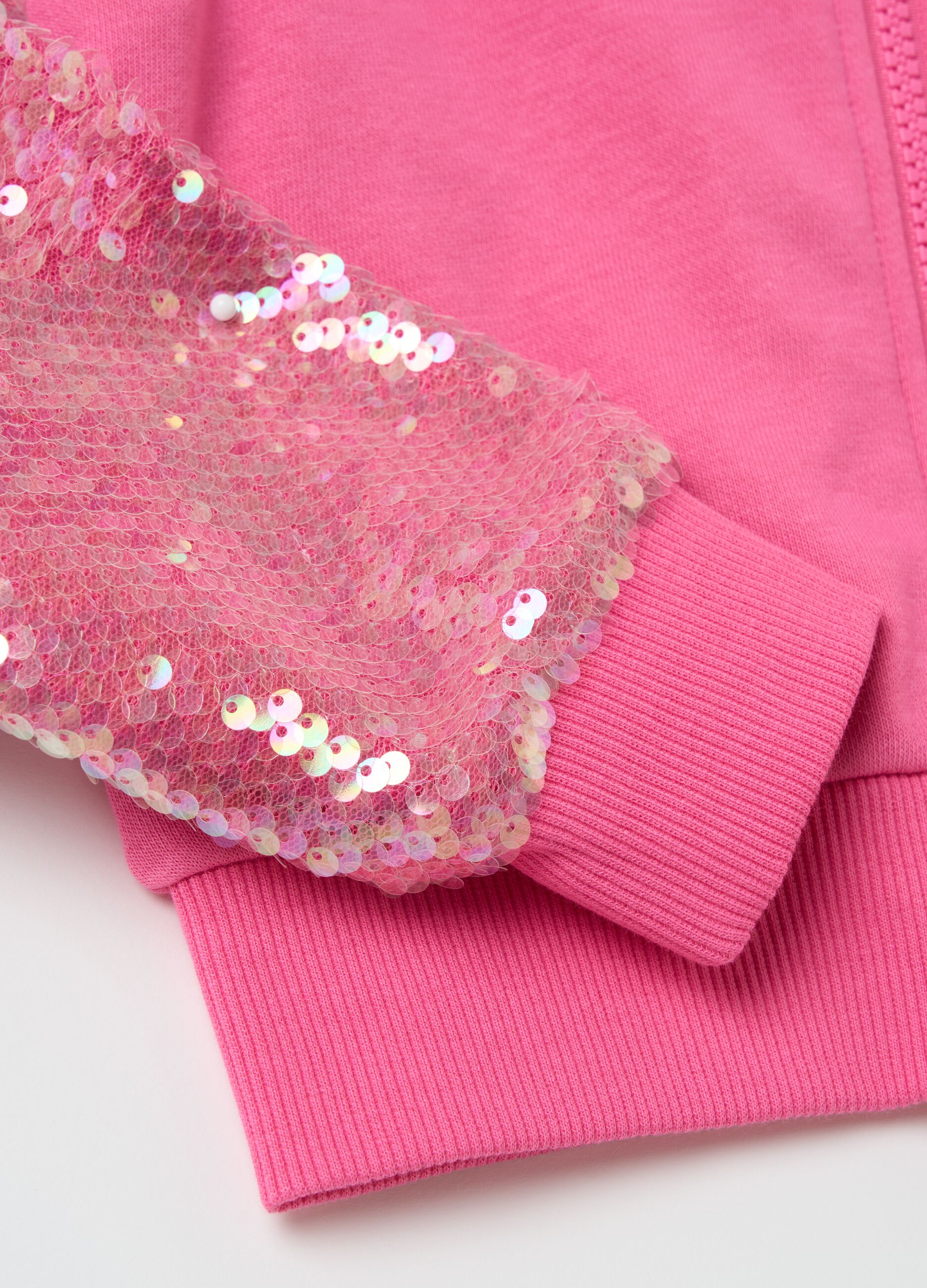 Full-zip con cappuccio e paillettes 