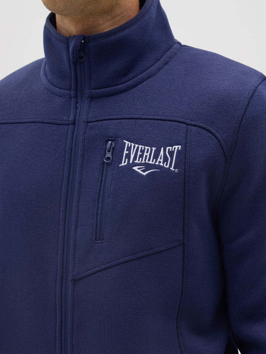 Blue zip-up high neck sweatshirt regular fit_3