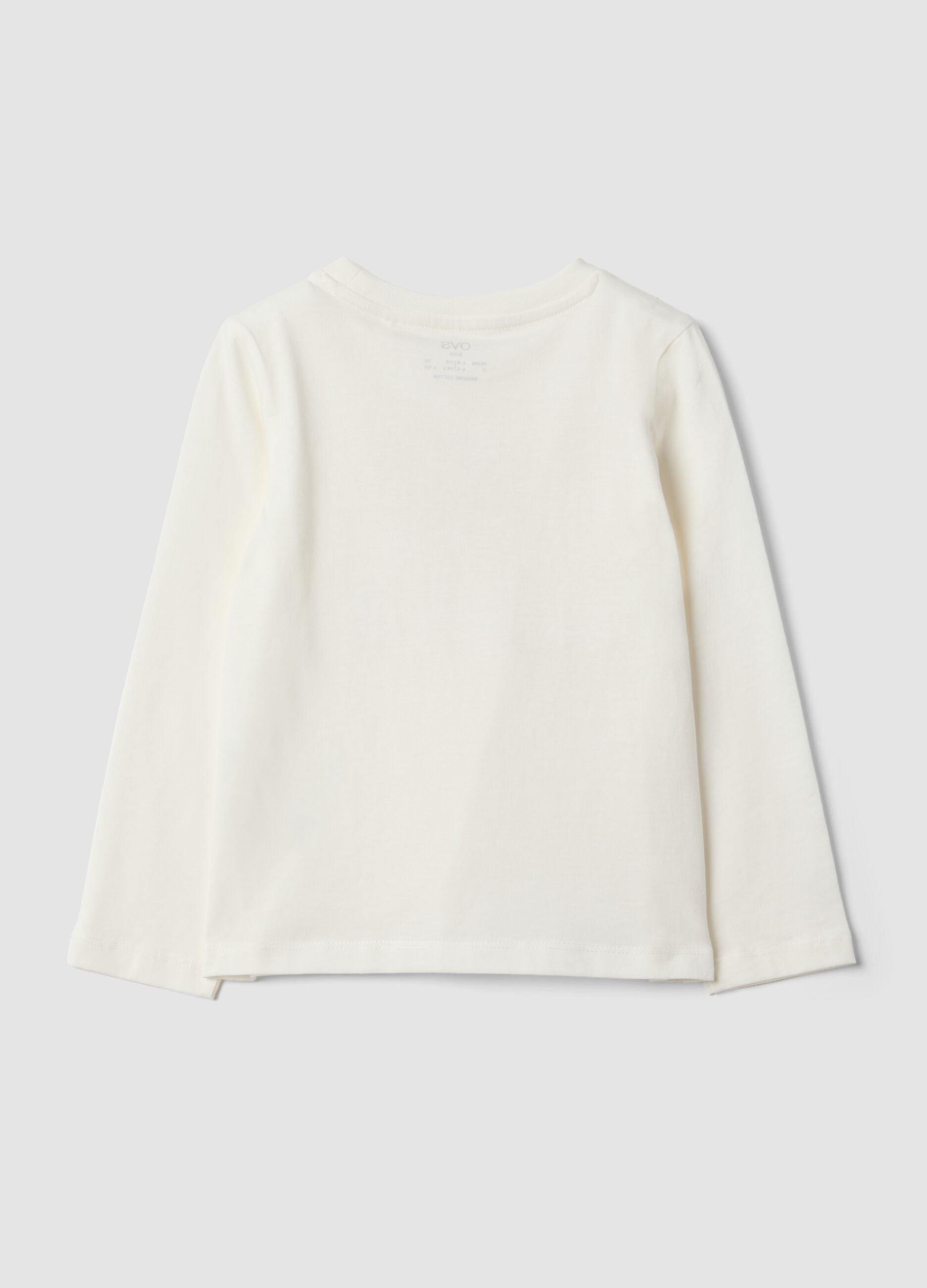 White pure organic cotton T-shirt with bow print for girls