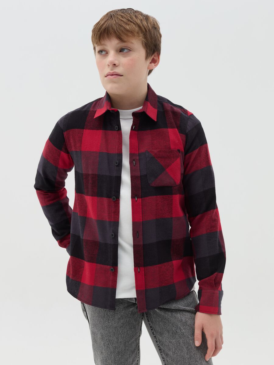 Camicia in flanella con fantasia check_0