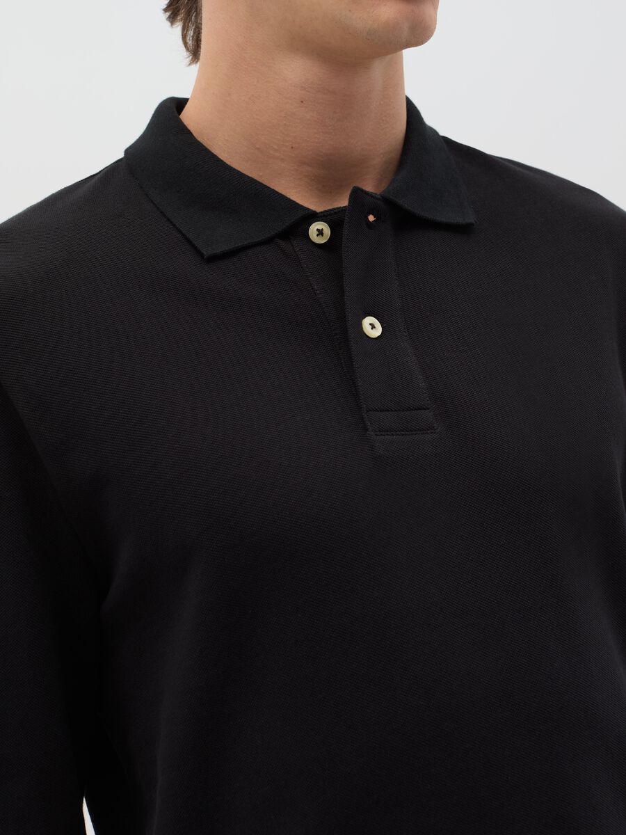Long-sleeved polo shirt in organic cotton_2