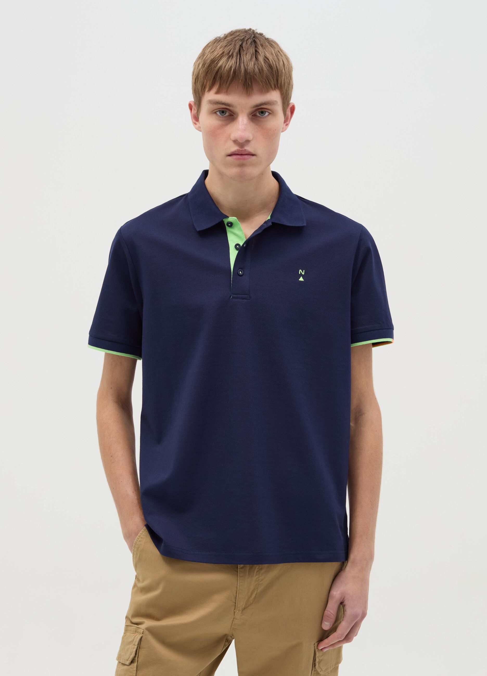 Pique polo shirt with logo print