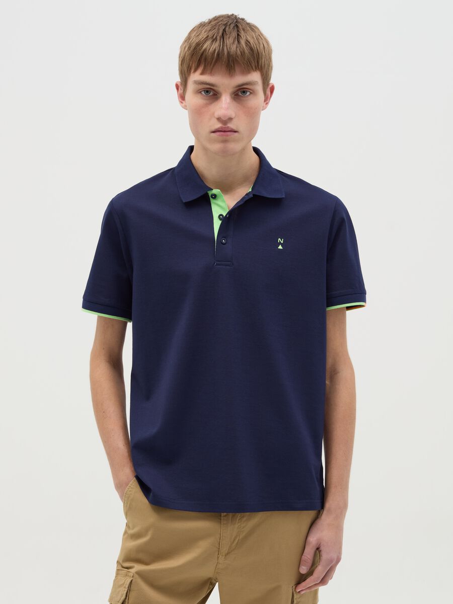Pique polo shirt with logo print_0