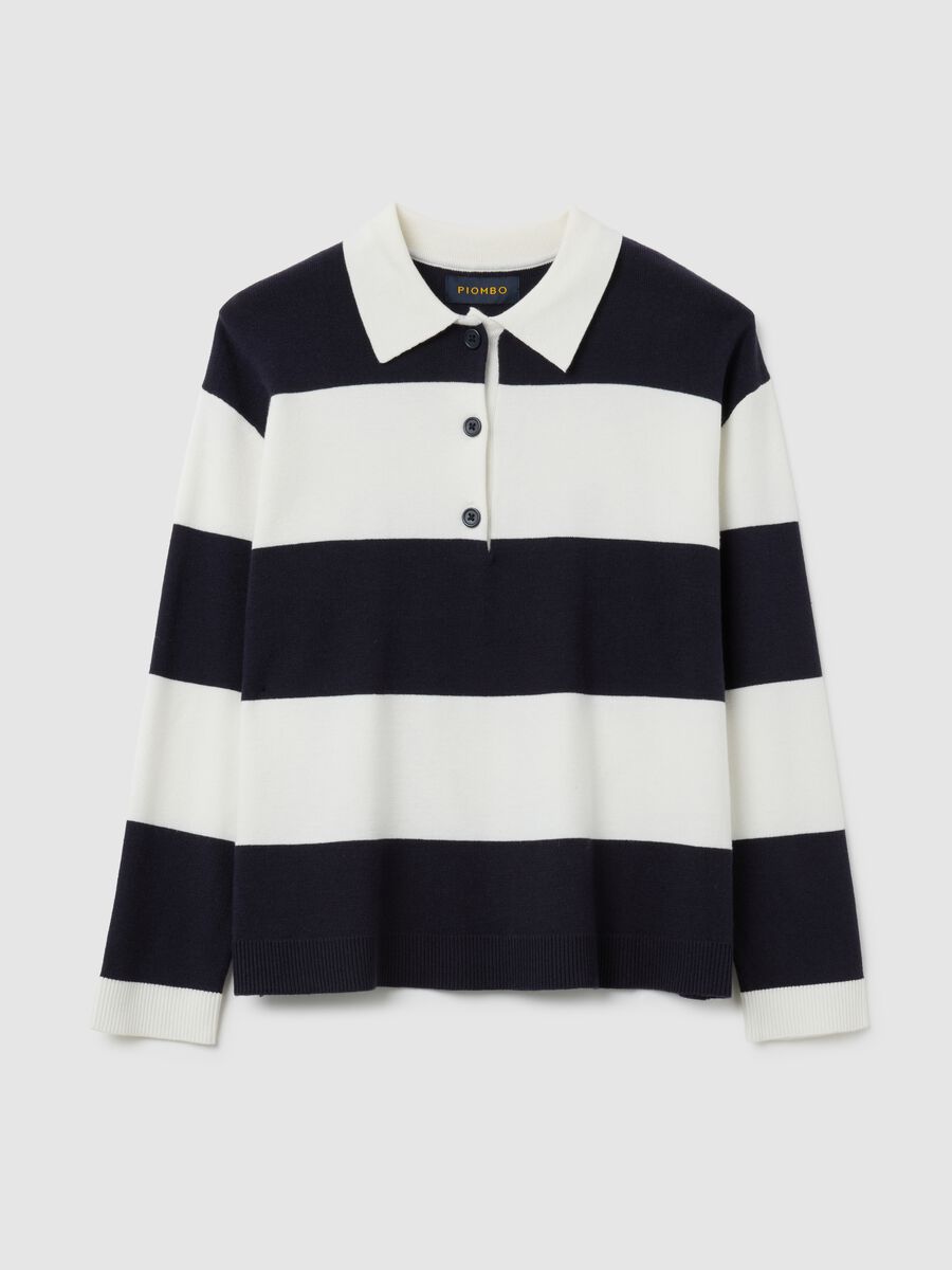 Regular fit blue and white mixed sweater_4