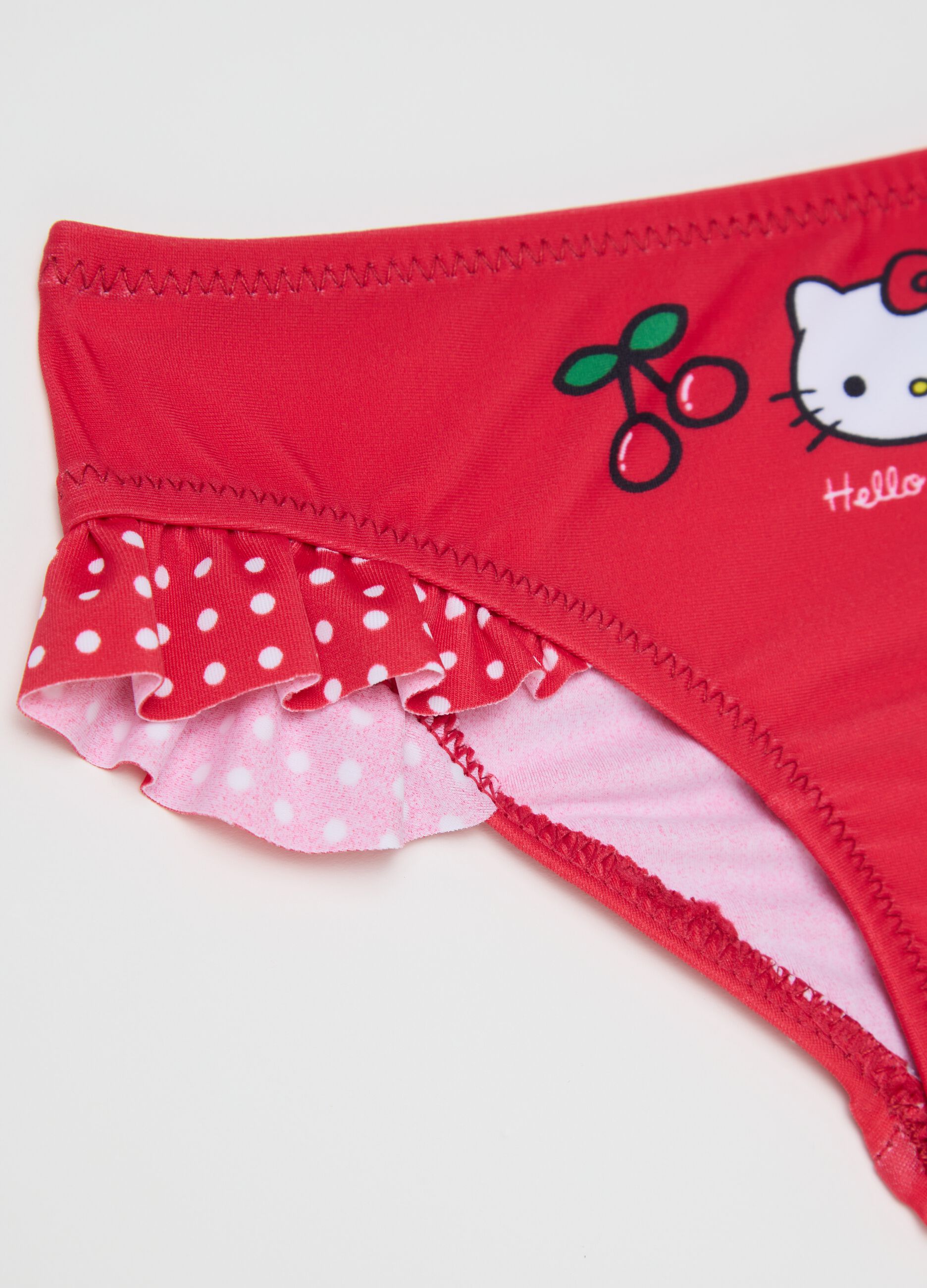 Girls’ swimsuit in red stretch fabric with Hello Kitty print