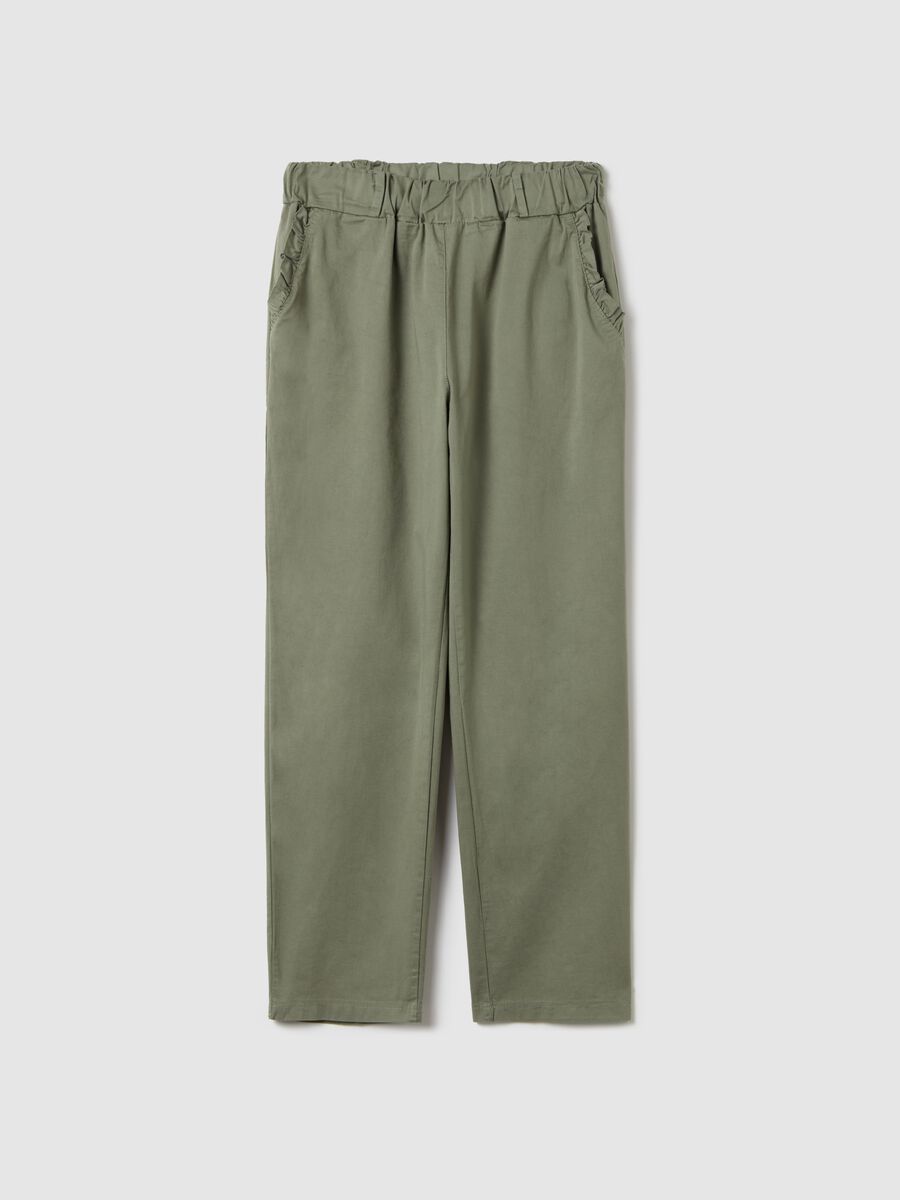 Stretch cotton trousers with drawstring_4