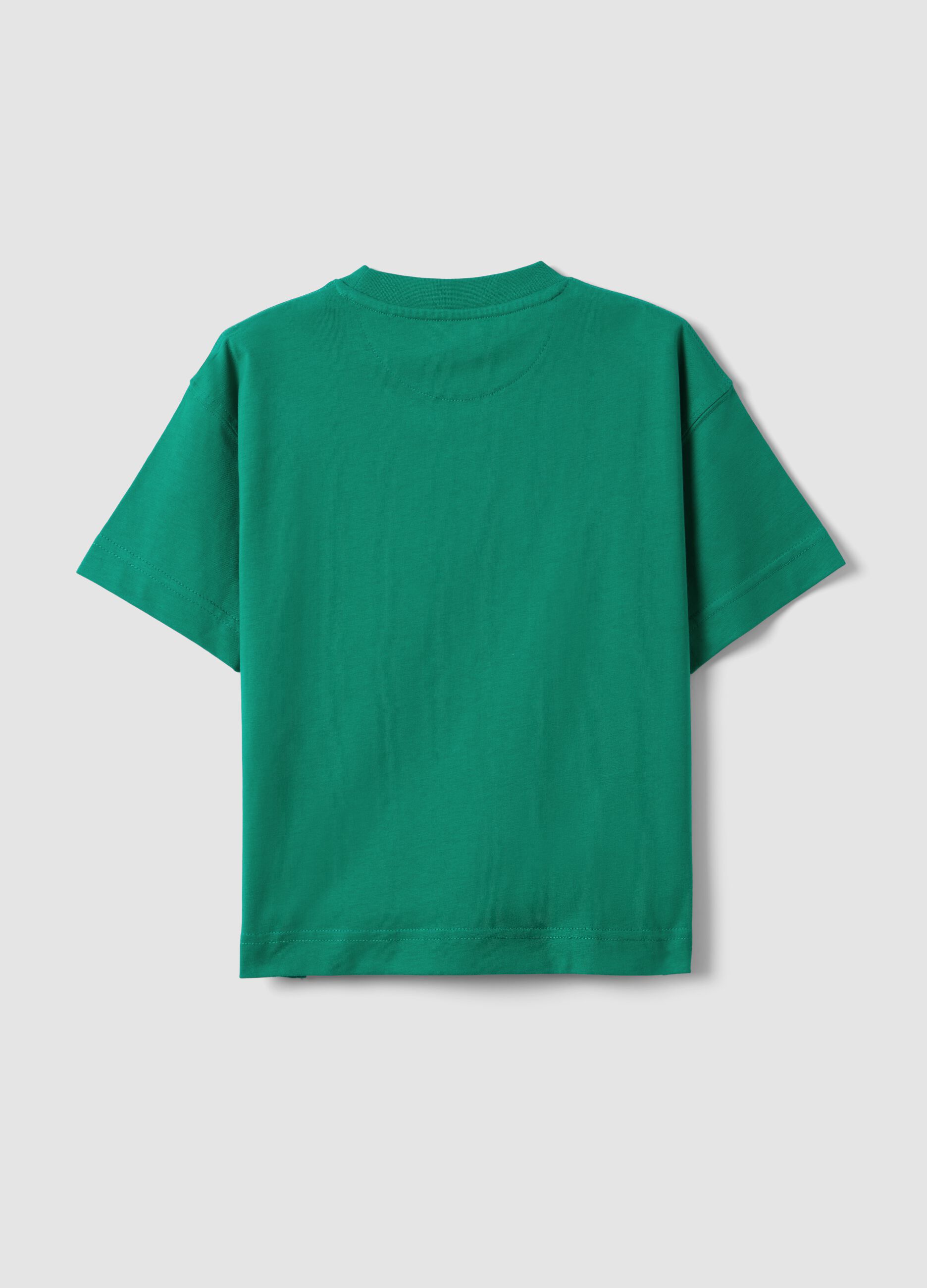 Kid's green pure cotton oversized fit t-shirt