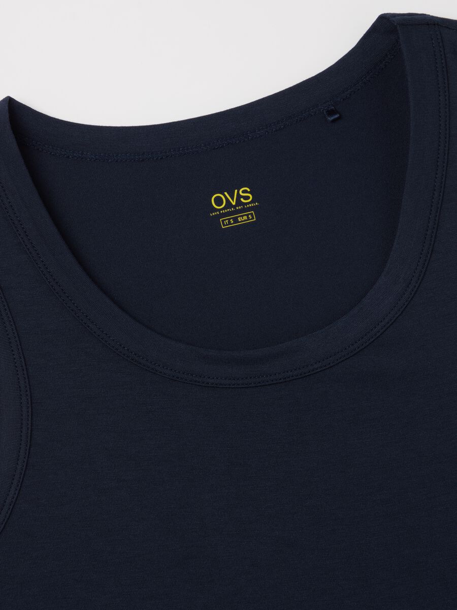 Basic blue tank top in stretch viscose_5