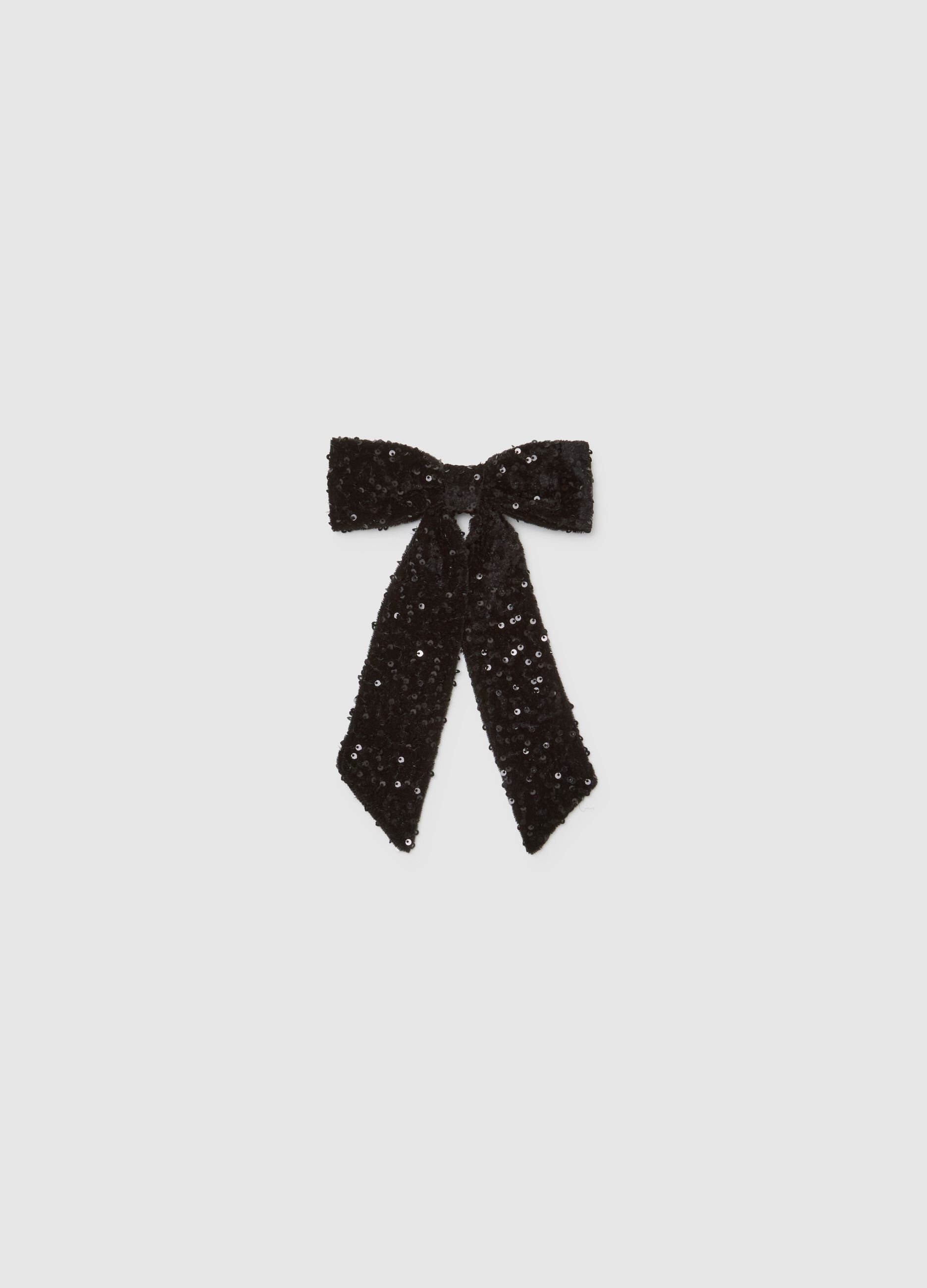 Velvet Black Bow with Sequins