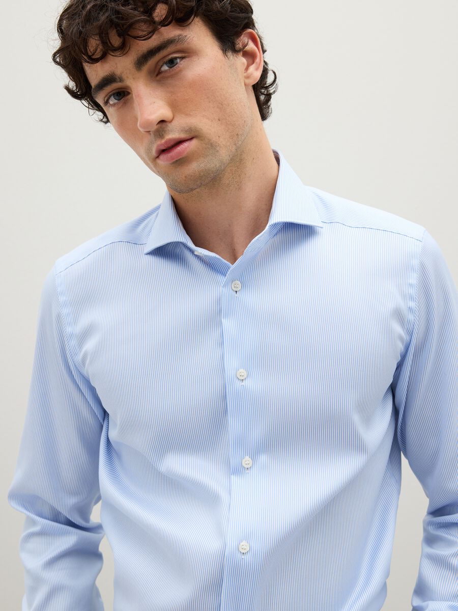 Slim fit long-sleeve blue cotton shirt_2