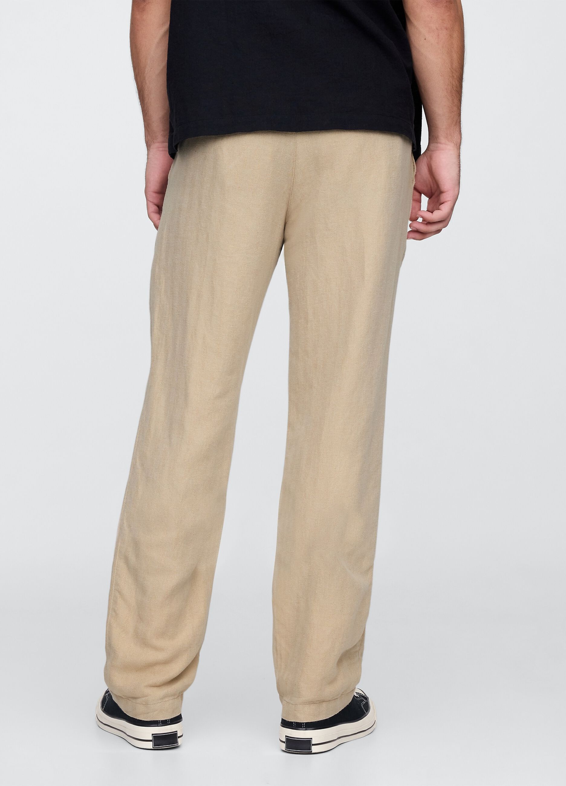 Regular beige trousers in linen and cotton
