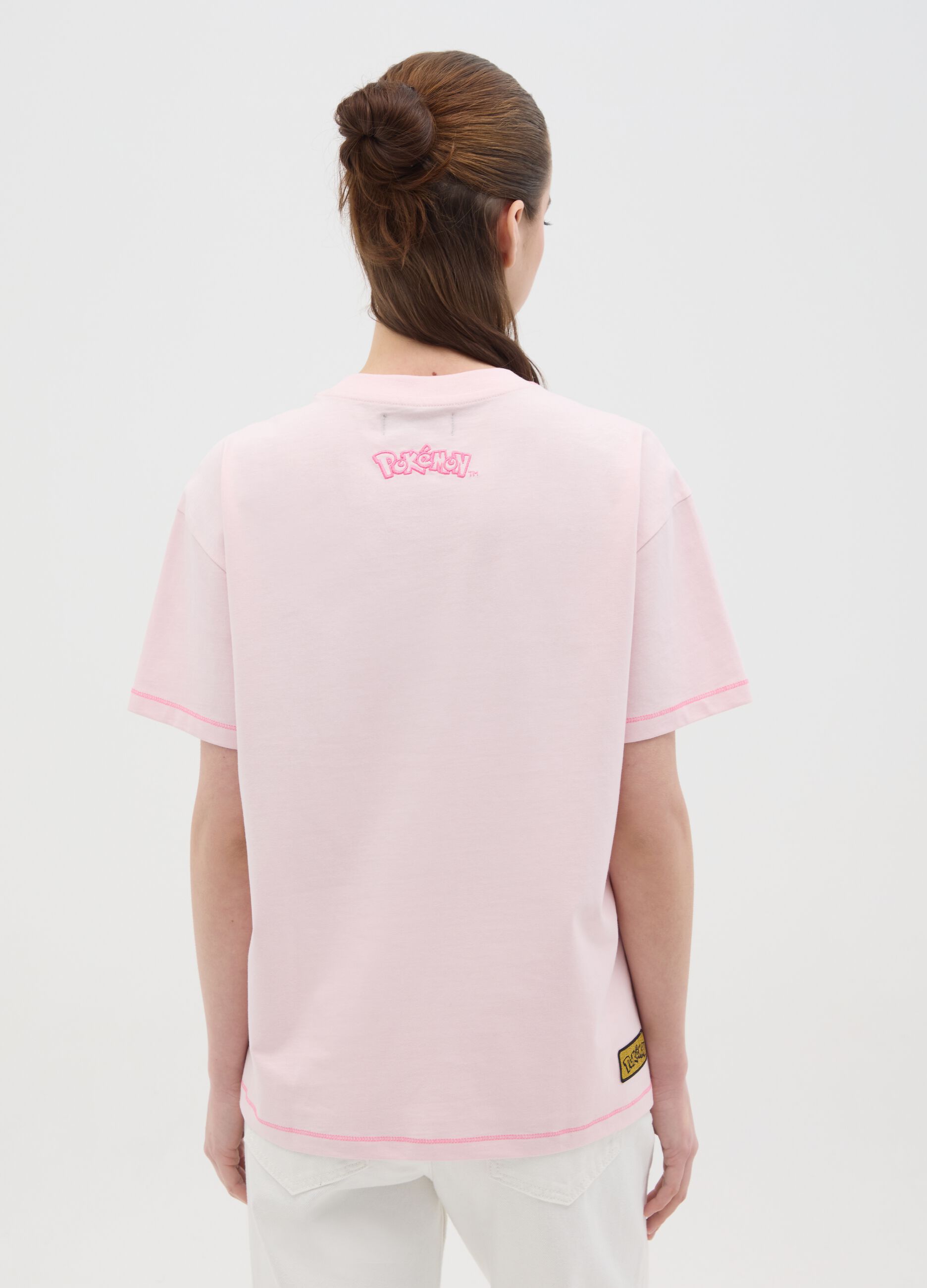 T-shirt da donna in puro cotone rosa
