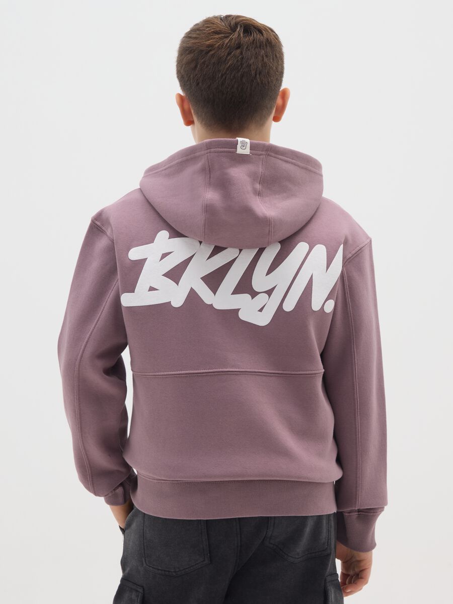 Felpa da ragazzo in misto cotone elasticizzato viola regular fit con zip e girocollo_1