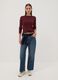 T-shirt rossa in puro cotone a maniche lunghe girocollo regular fit_1