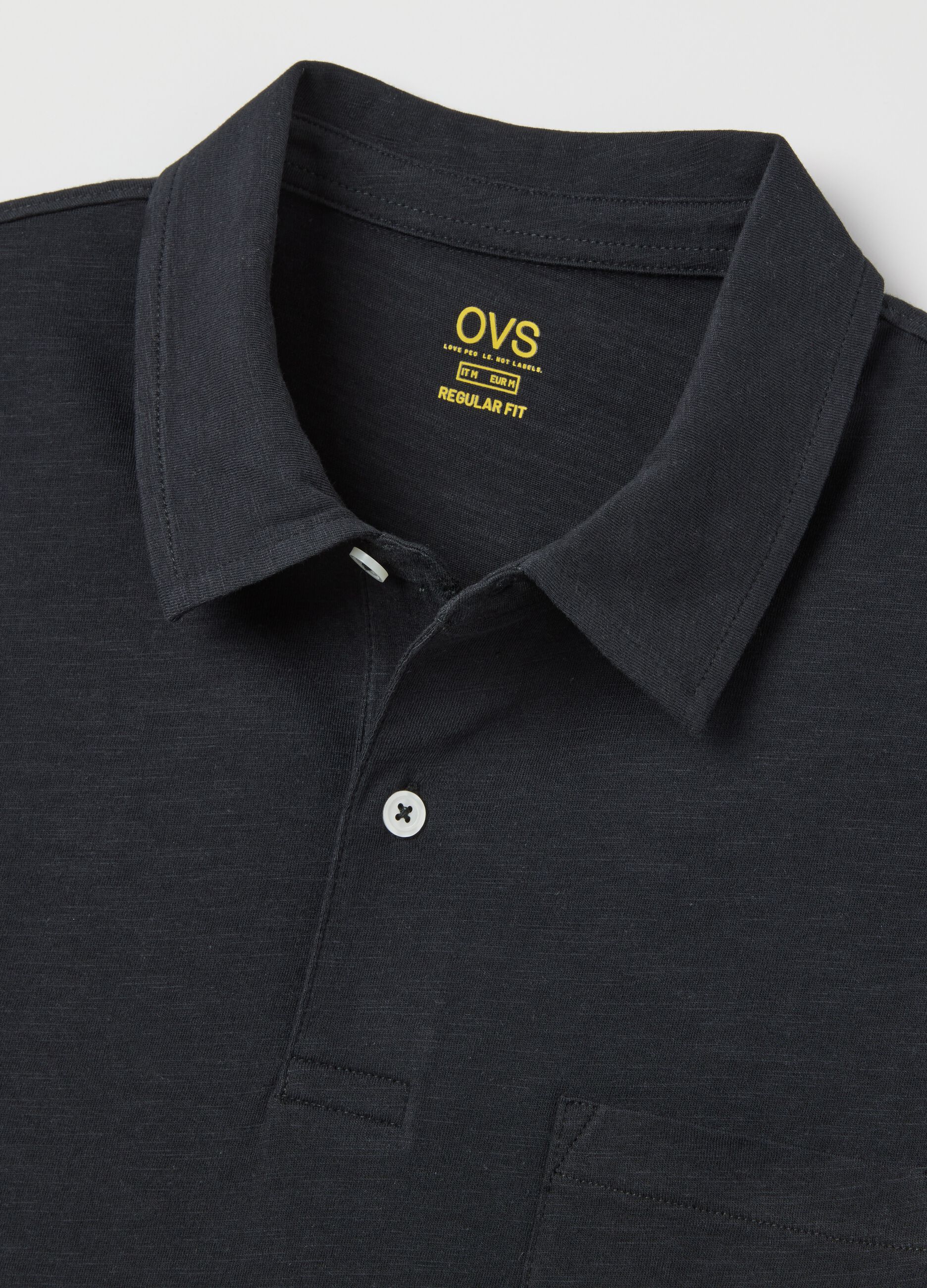 Polo da uomo in puro cotone nero regular fit