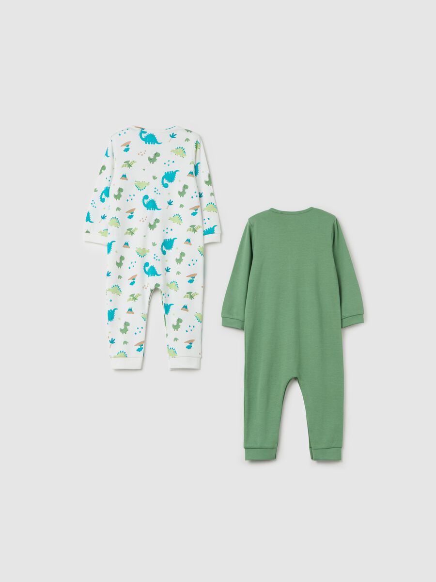 Two-pack onesies in organic cotton with dinosaurs print_1