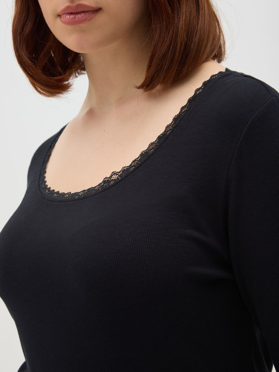 T-shirt a maniche lunghe nera regular fit_3