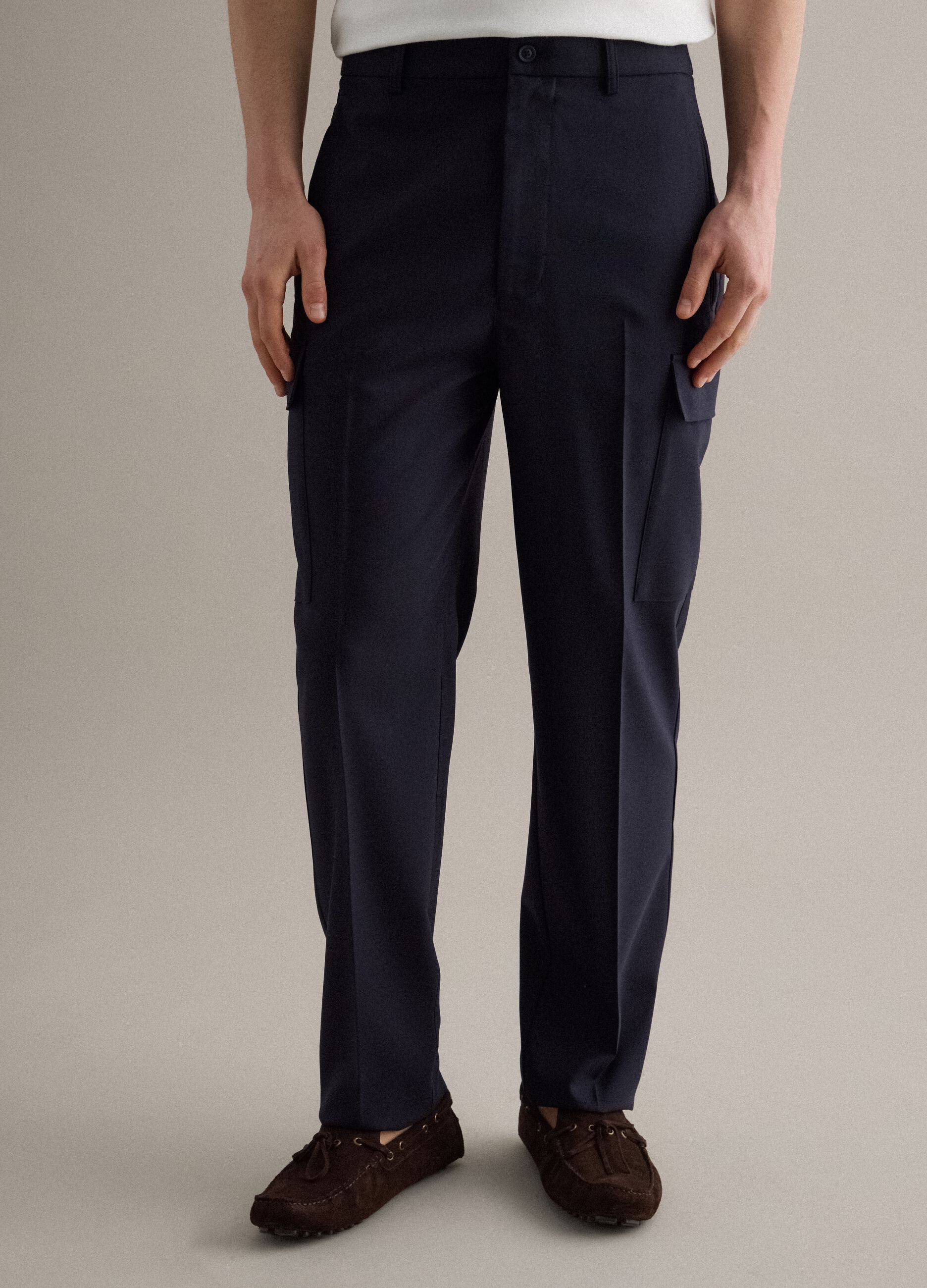 Stylish Blue Regular Fit Cargo Trousers