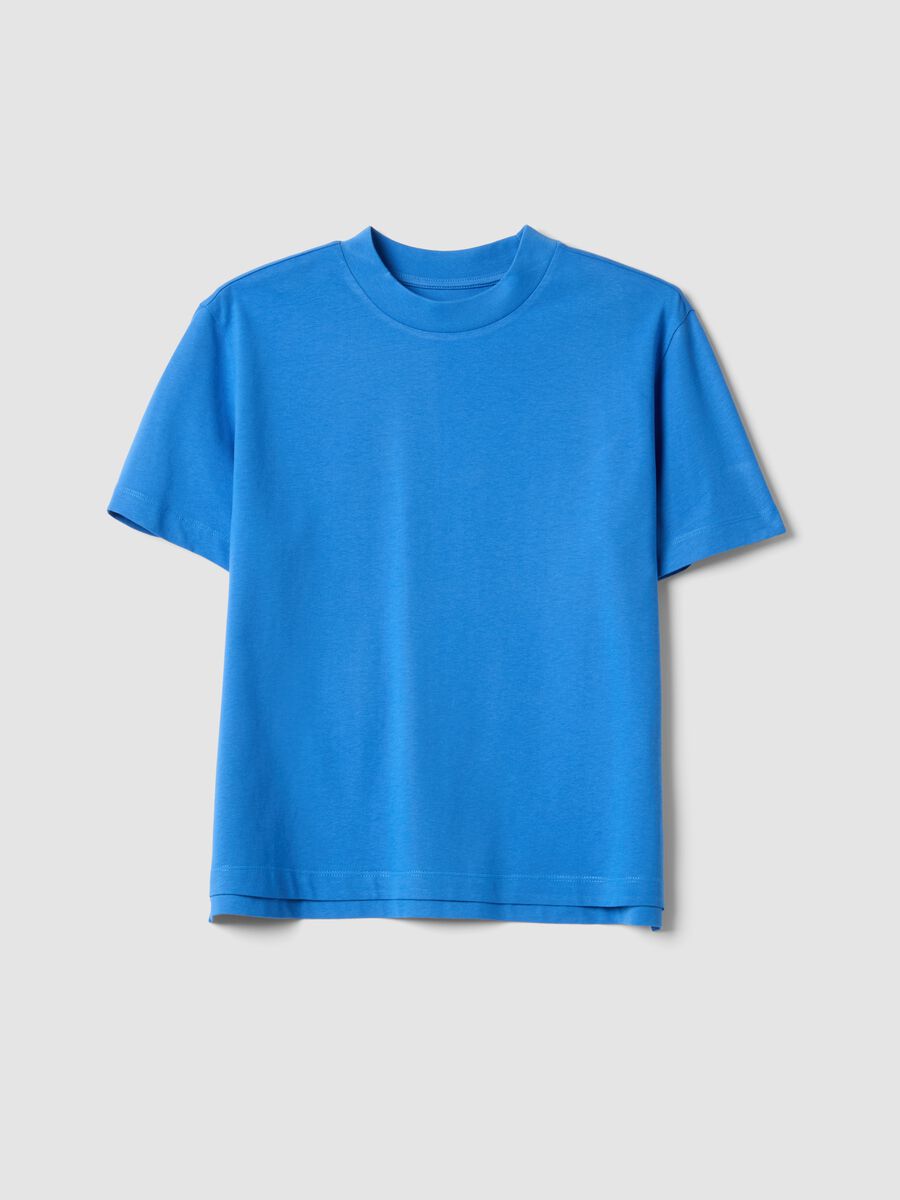 T-shirt in puro cotone blu regular fit_0