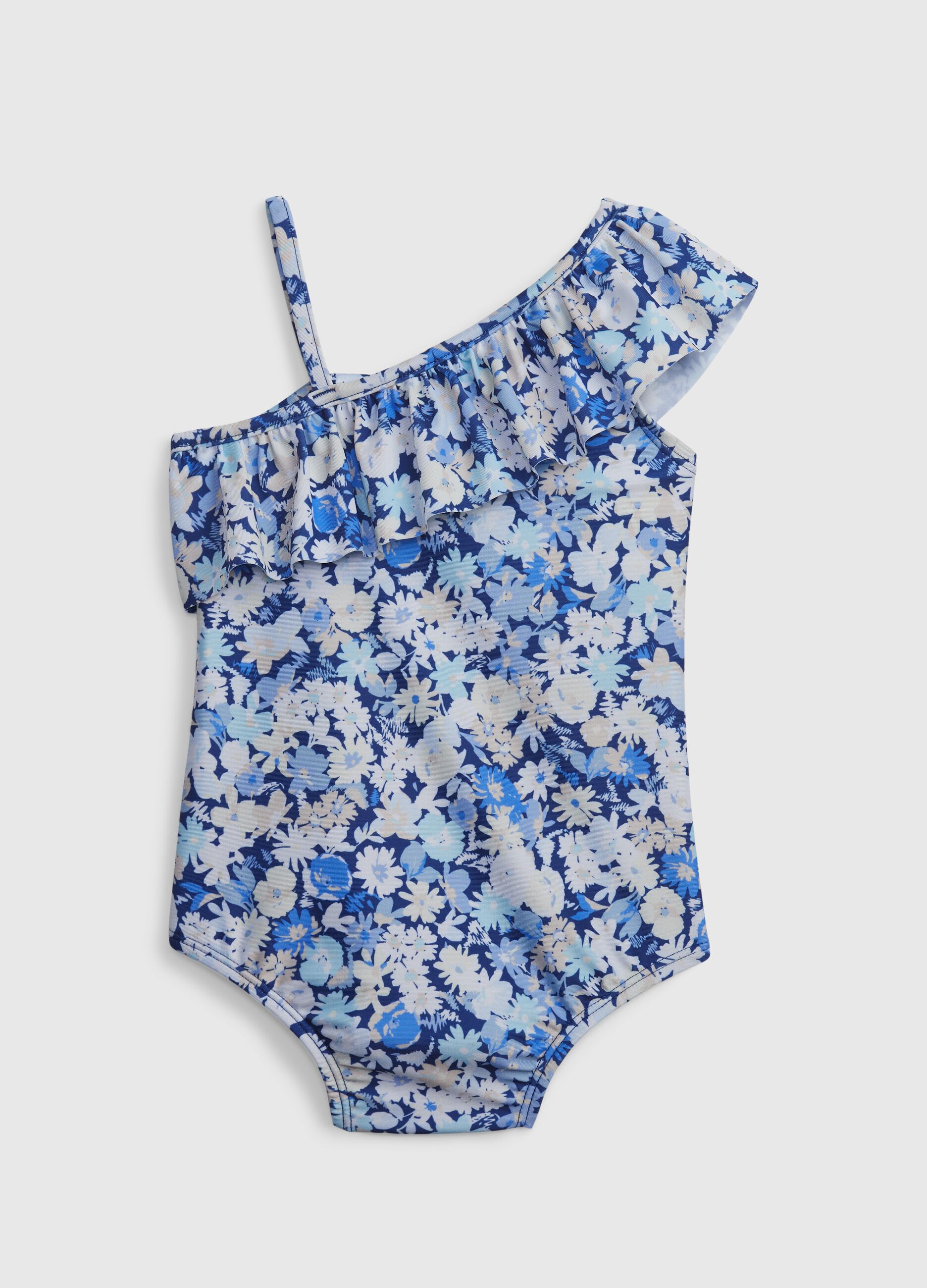 One-piece swimsuit with ruffle