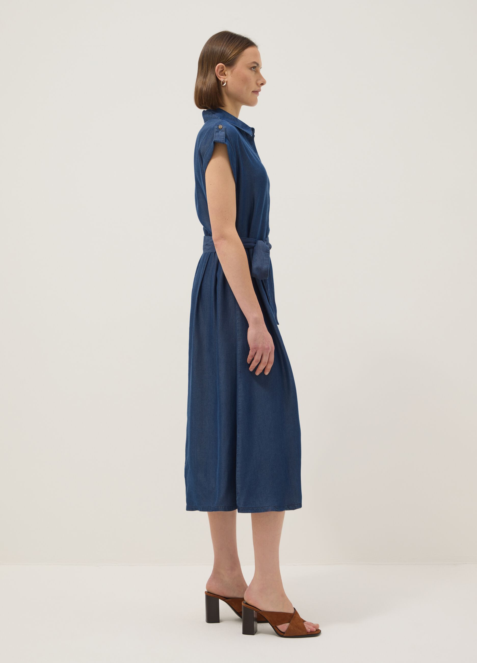 Pure blue lyocell dress in regular fit