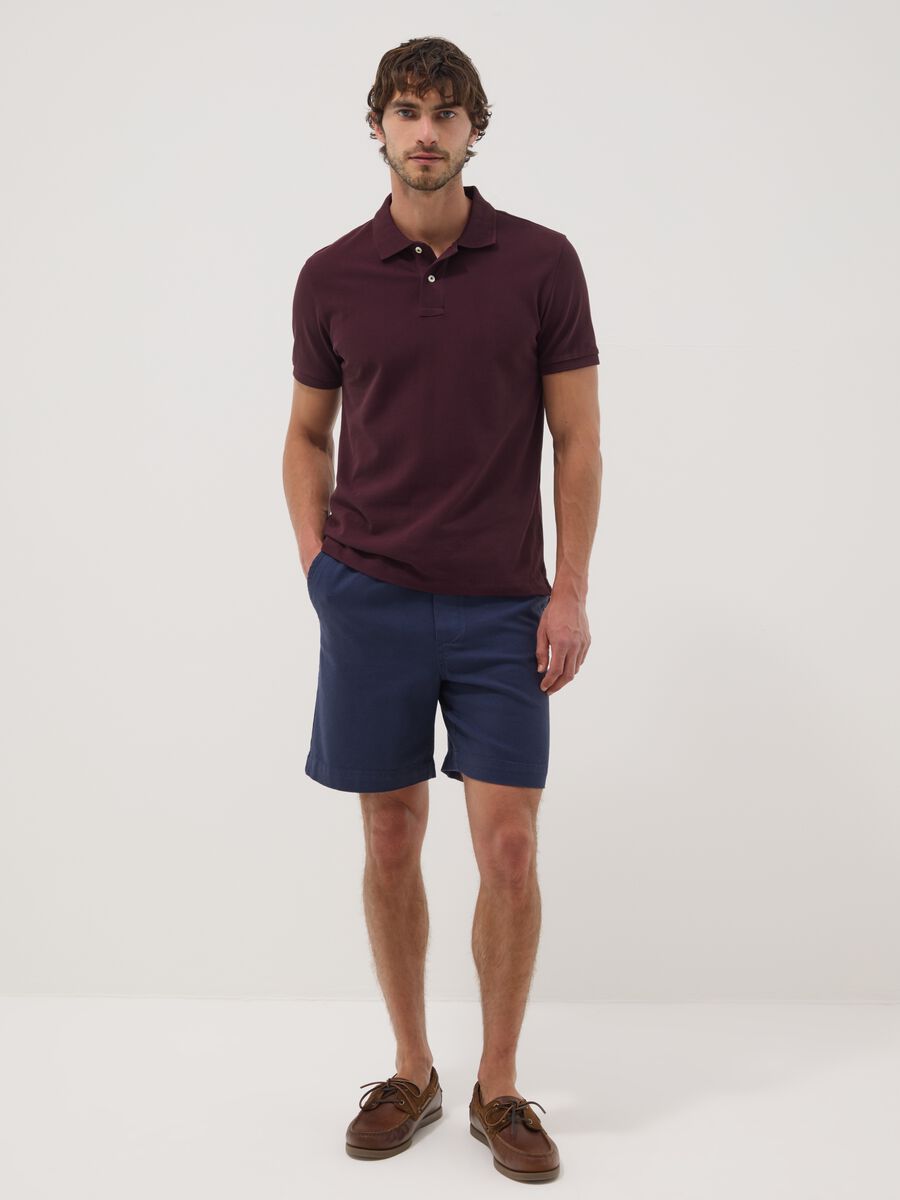Blue chino shorts in pure cotton with elasticated waist_0