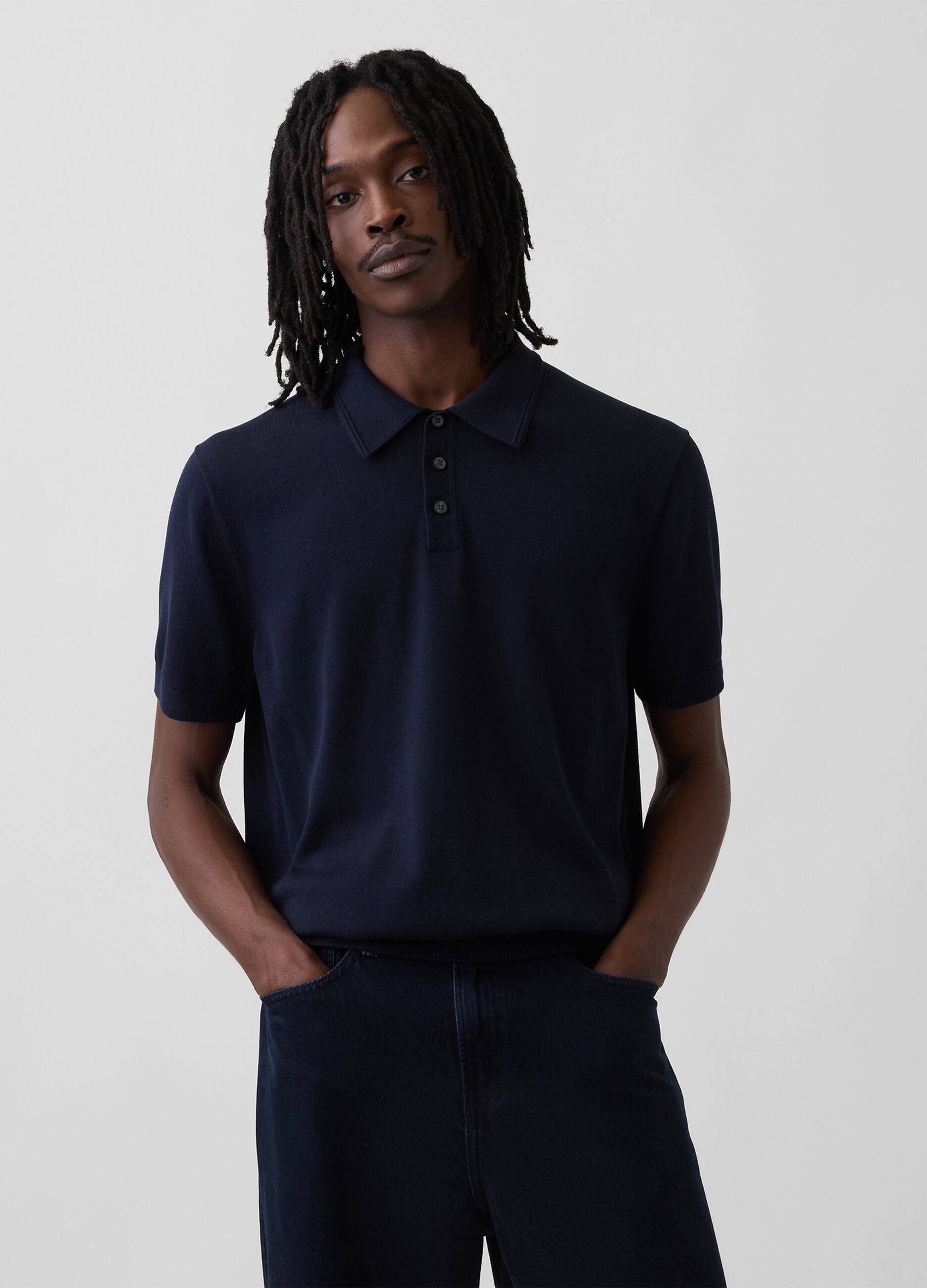 Pure cotton short-sleeve polo shirt