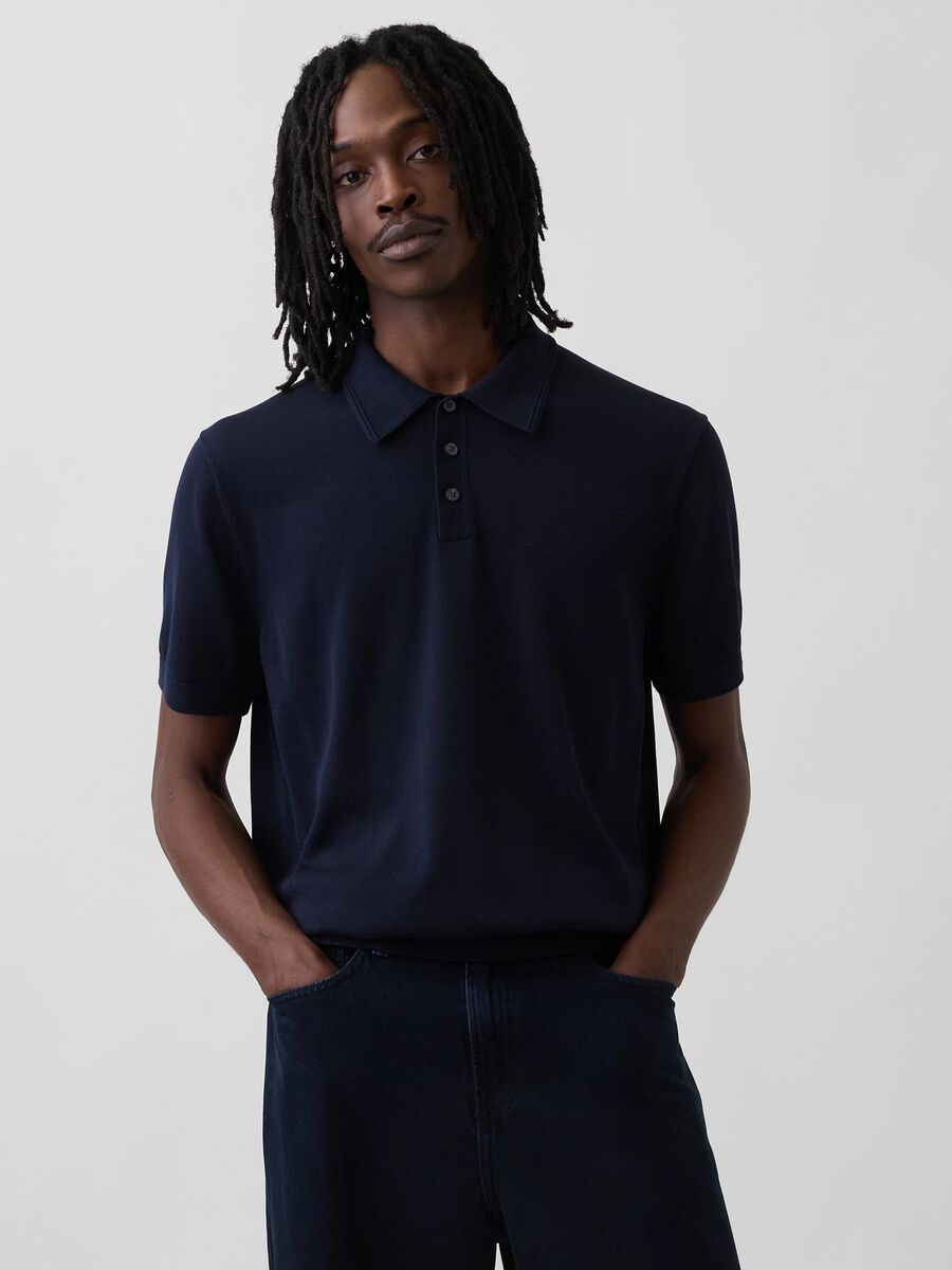 Pure cotton short-sleeve polo shirt_0