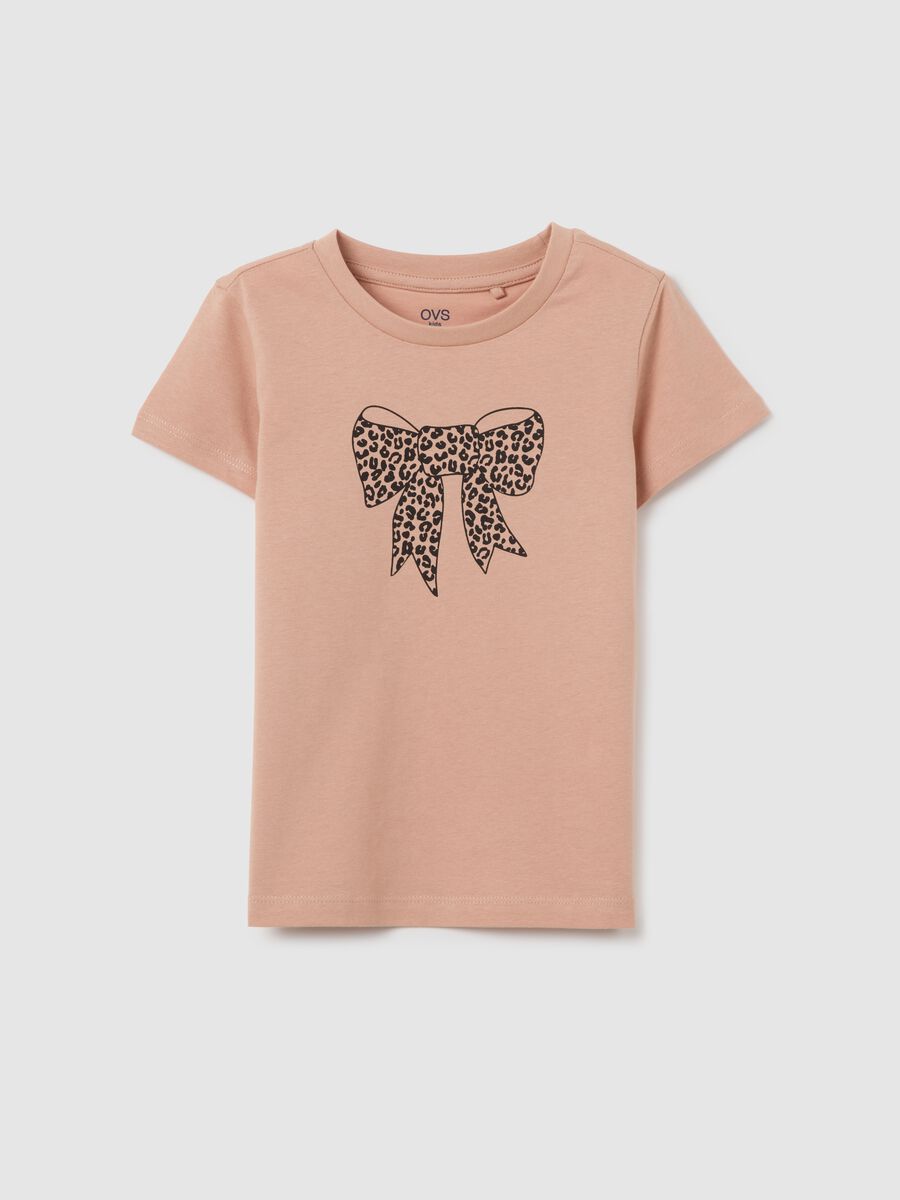 Girls' Pink Pure Cotton T-shirt Regular Fit with Print_0