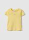 Yellow Stretch Cotton T-Shirt for Girls with Rainbow_0