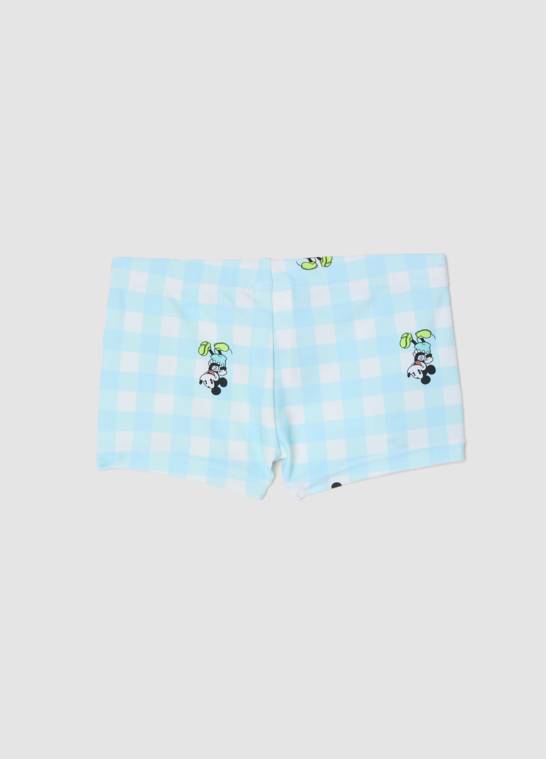 Baby Mickey blue and white gingham swim briefs