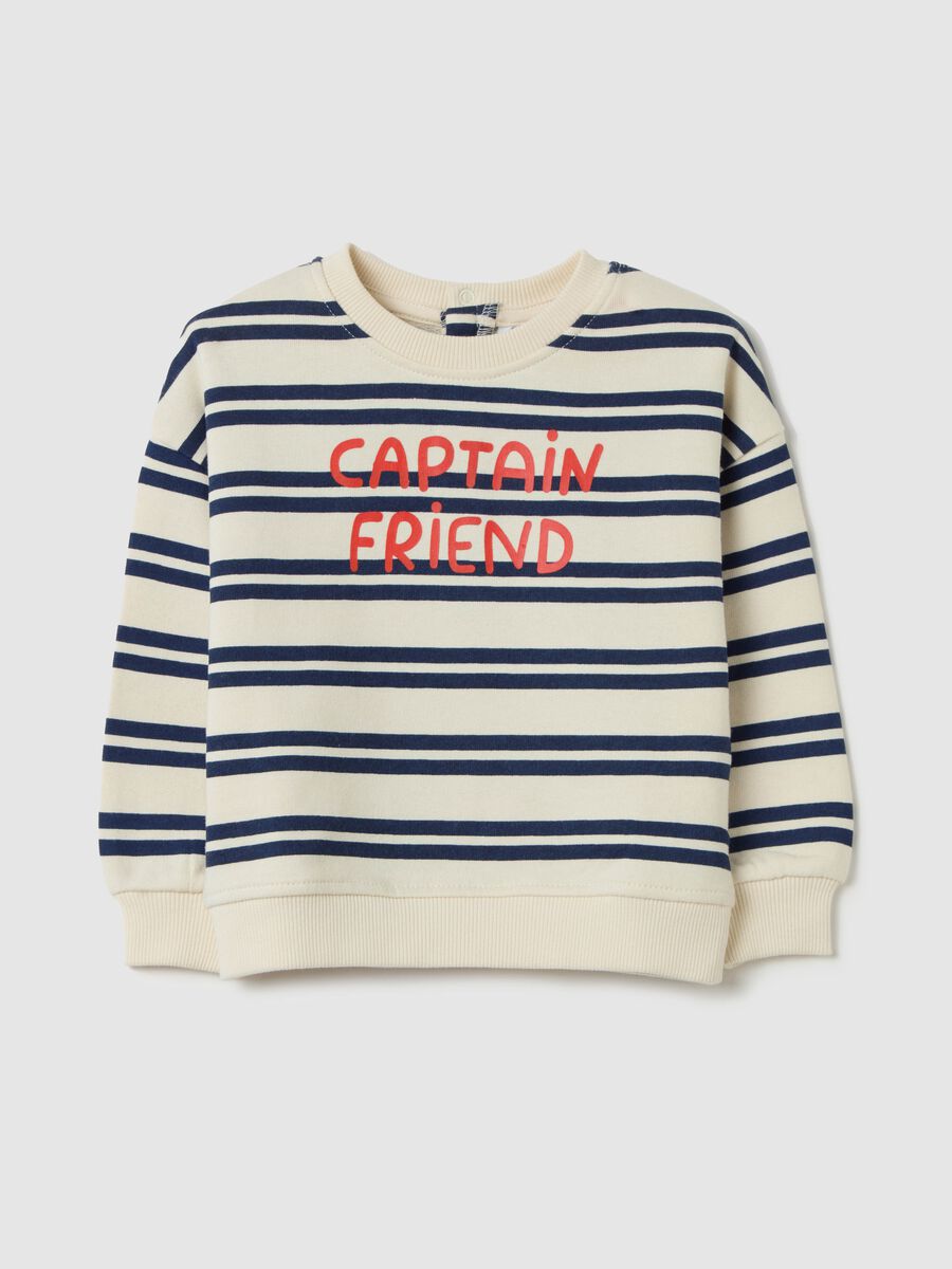 Sweatshirt in striped French terry with "Captain Friend" print_0