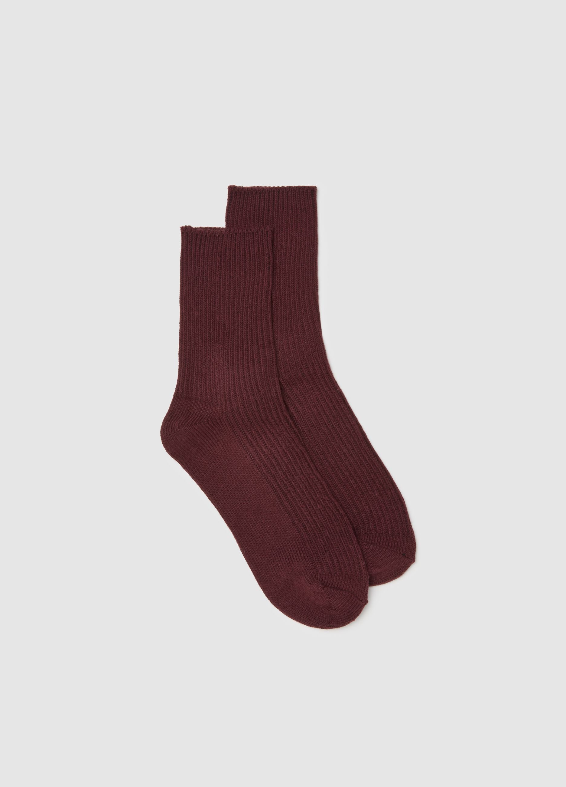 Pink long socks in stretchy cotton blend