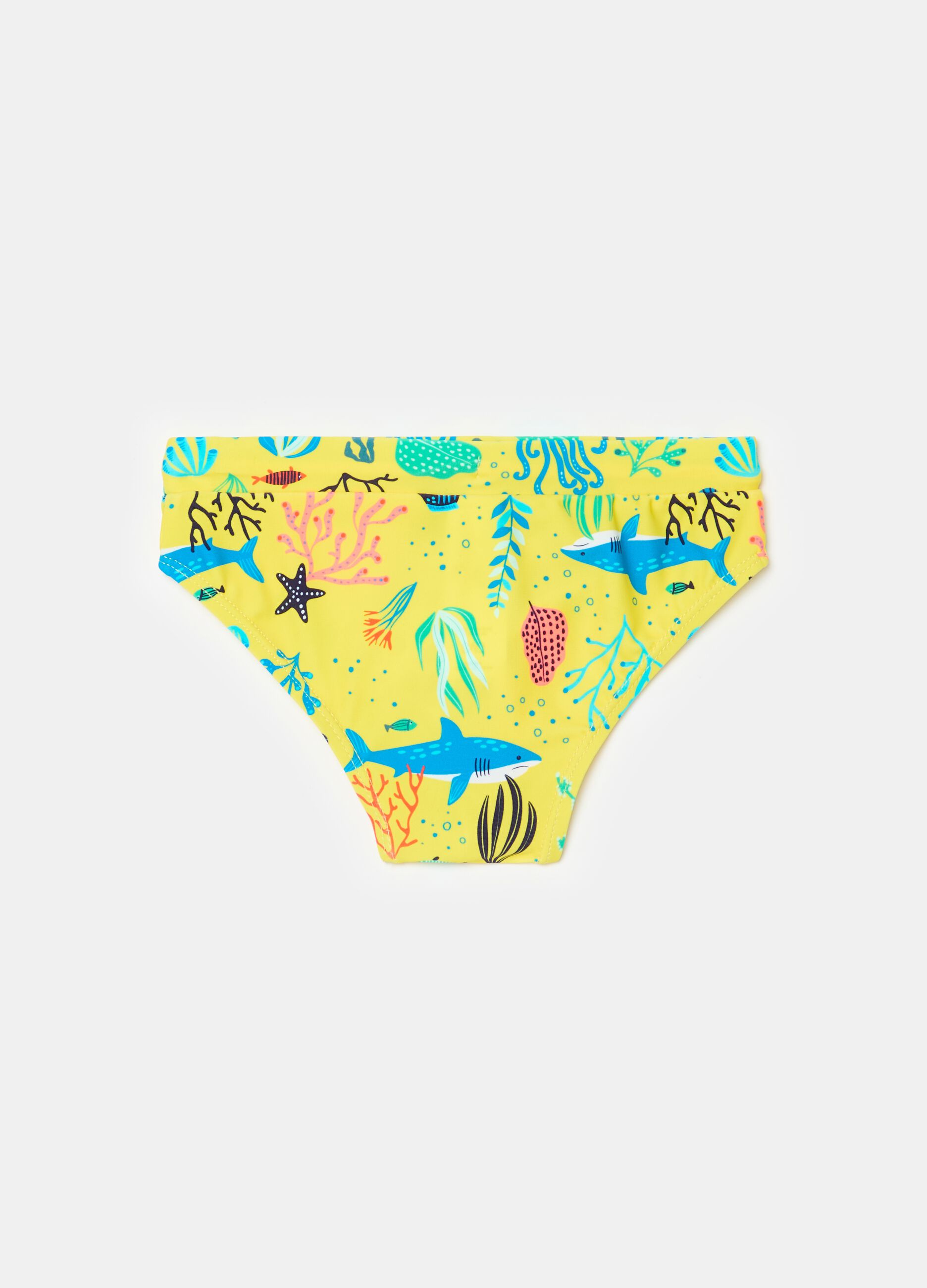 Swim briefs with print and drawstring