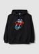 Black cotton-blend hoodie with Rolling Stones print_0