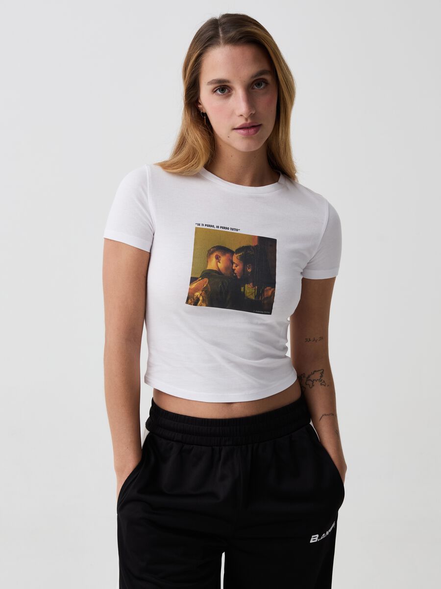 T-shirt cropped con stampa B.ANGEL X MARE FUORI_0