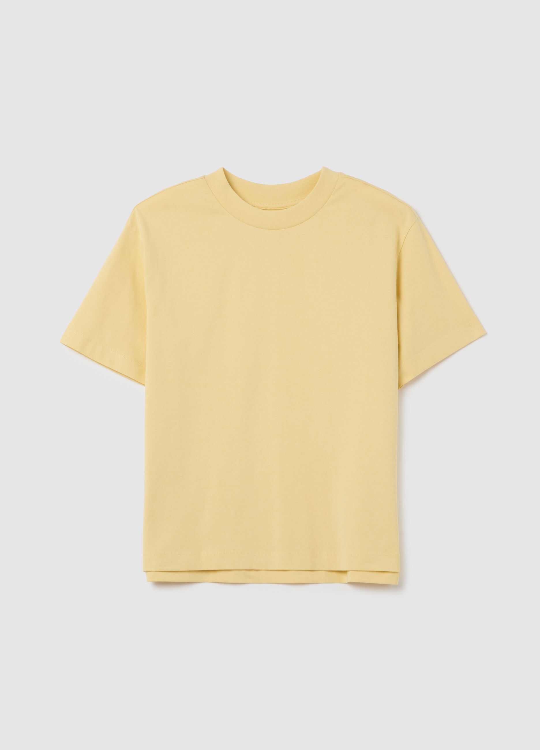 Yellow pure cotton women's T-shirt regular fit