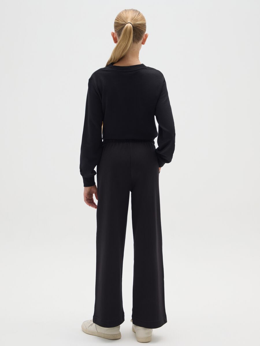Girls' black cotton trousers regular fit_2
