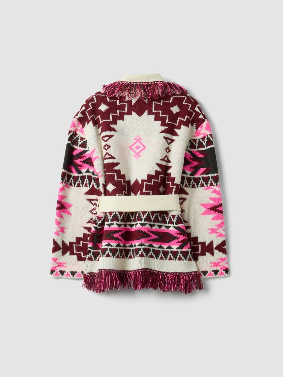Cardigan multicolor con scollo profondo a V jacquard per bambina_2