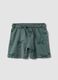 Green organic cotton shorts with palm print_0