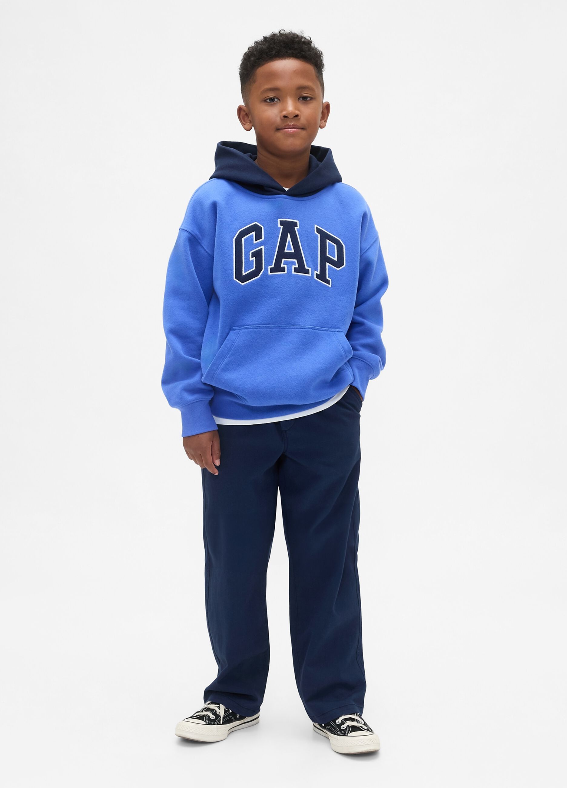 Pantaloni blu per bambino in tessuto elasticizzato