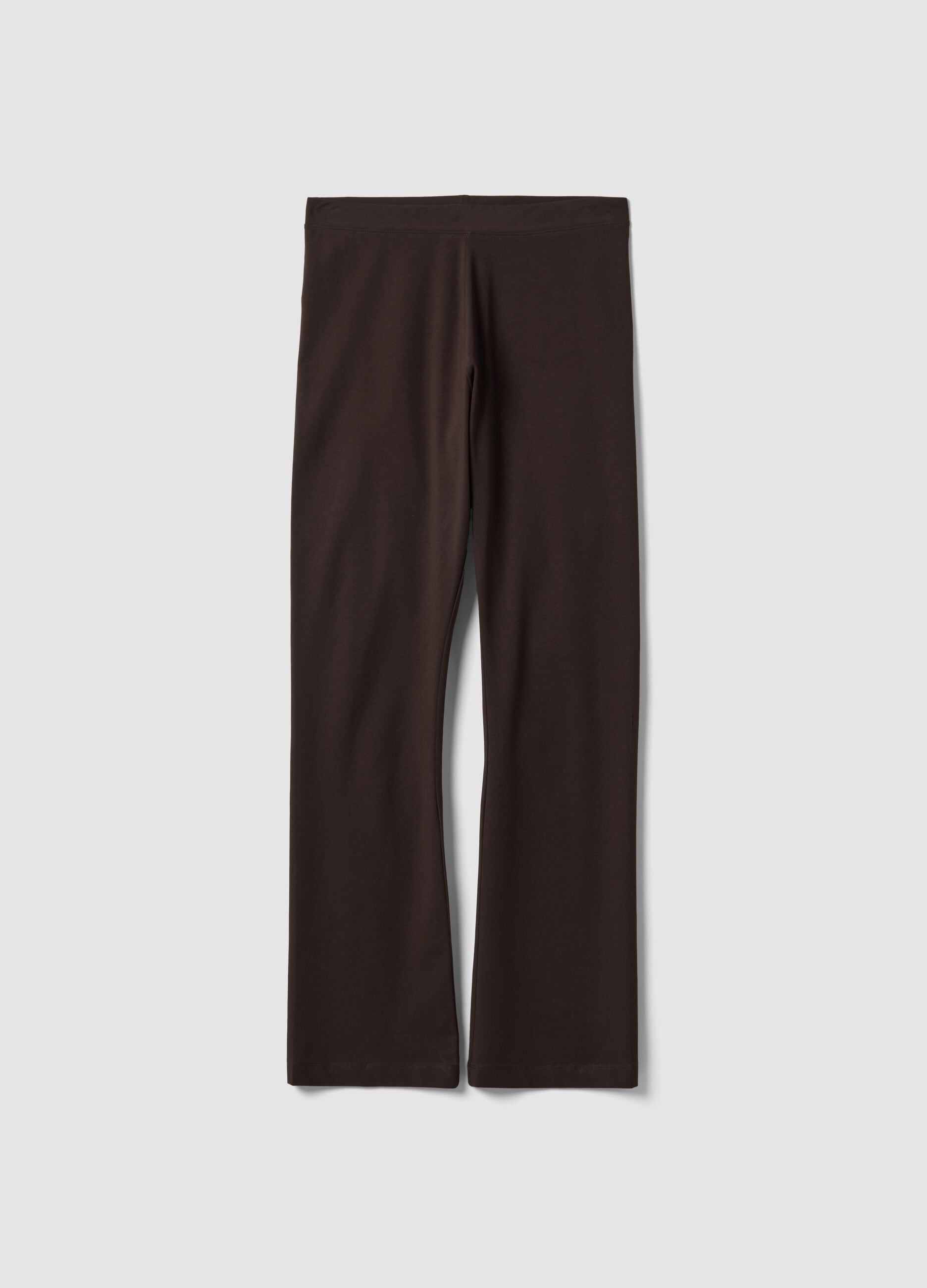 Leggings marroni flare in cotone elasticizzato