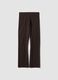 Leggings marroni flare in cotone elasticizzato_0
