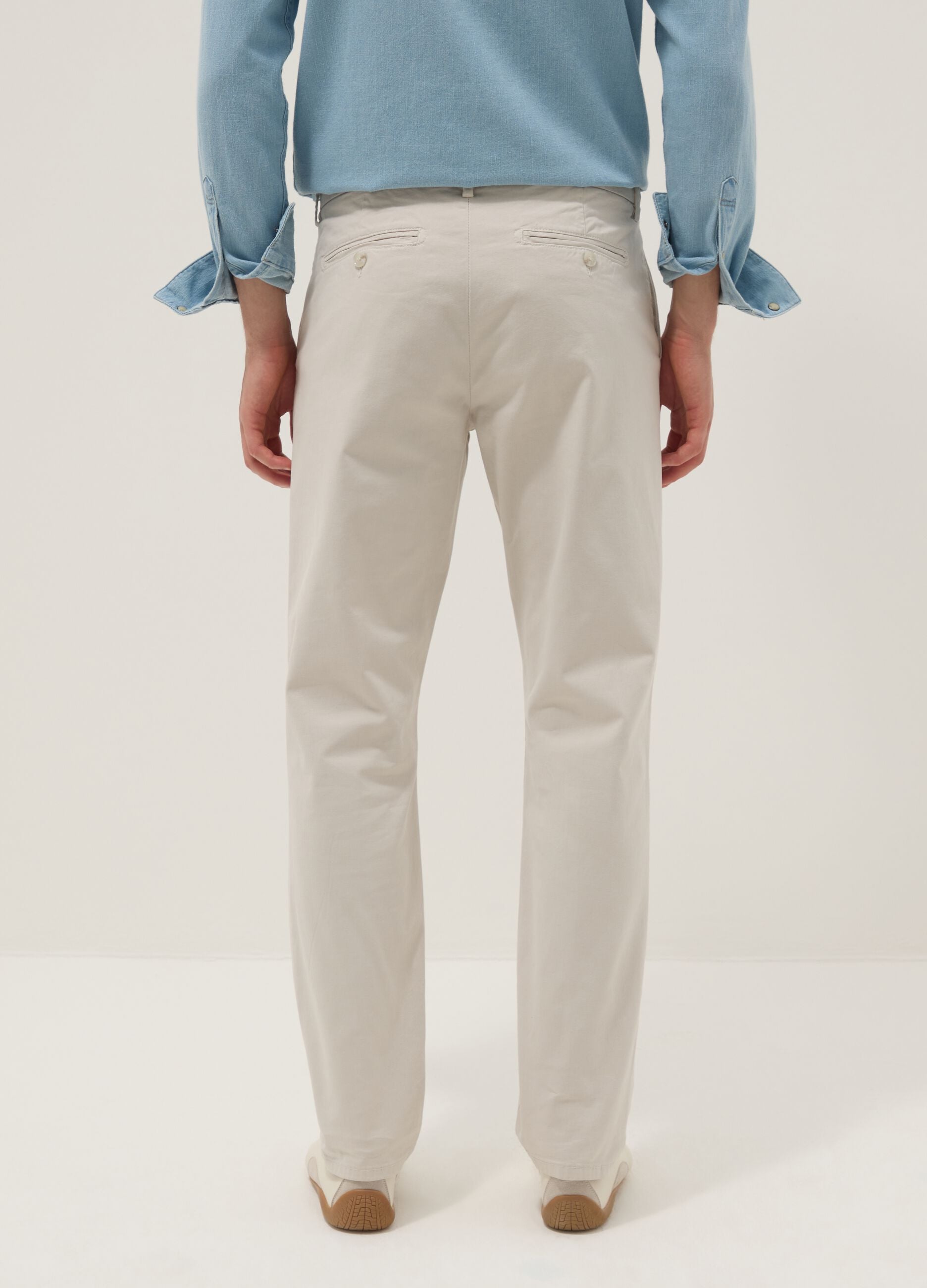 White slim-fit stretch cotton chino trousers