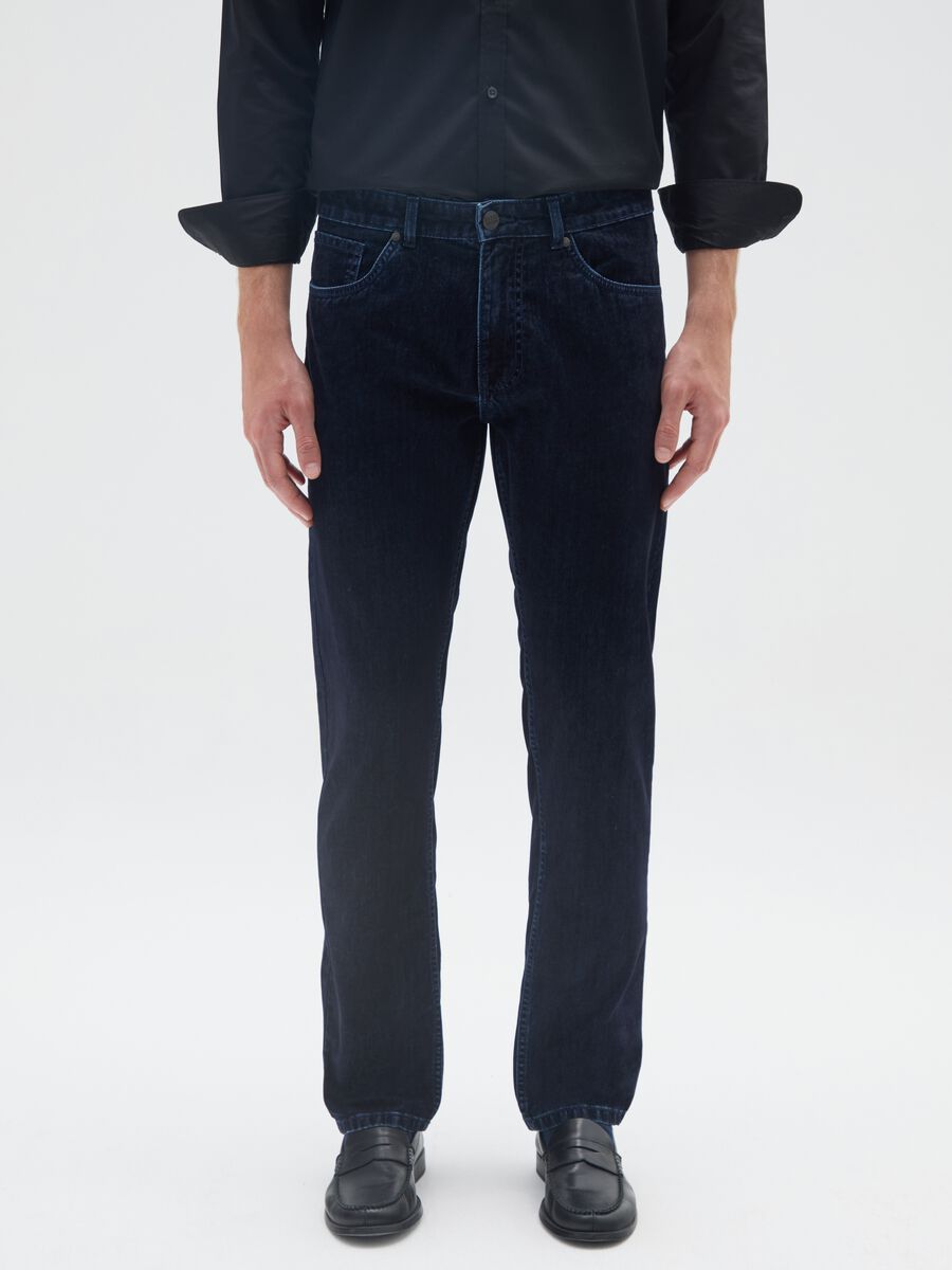 Pure Cotton Blue Denim Trousers Regular Fit_1