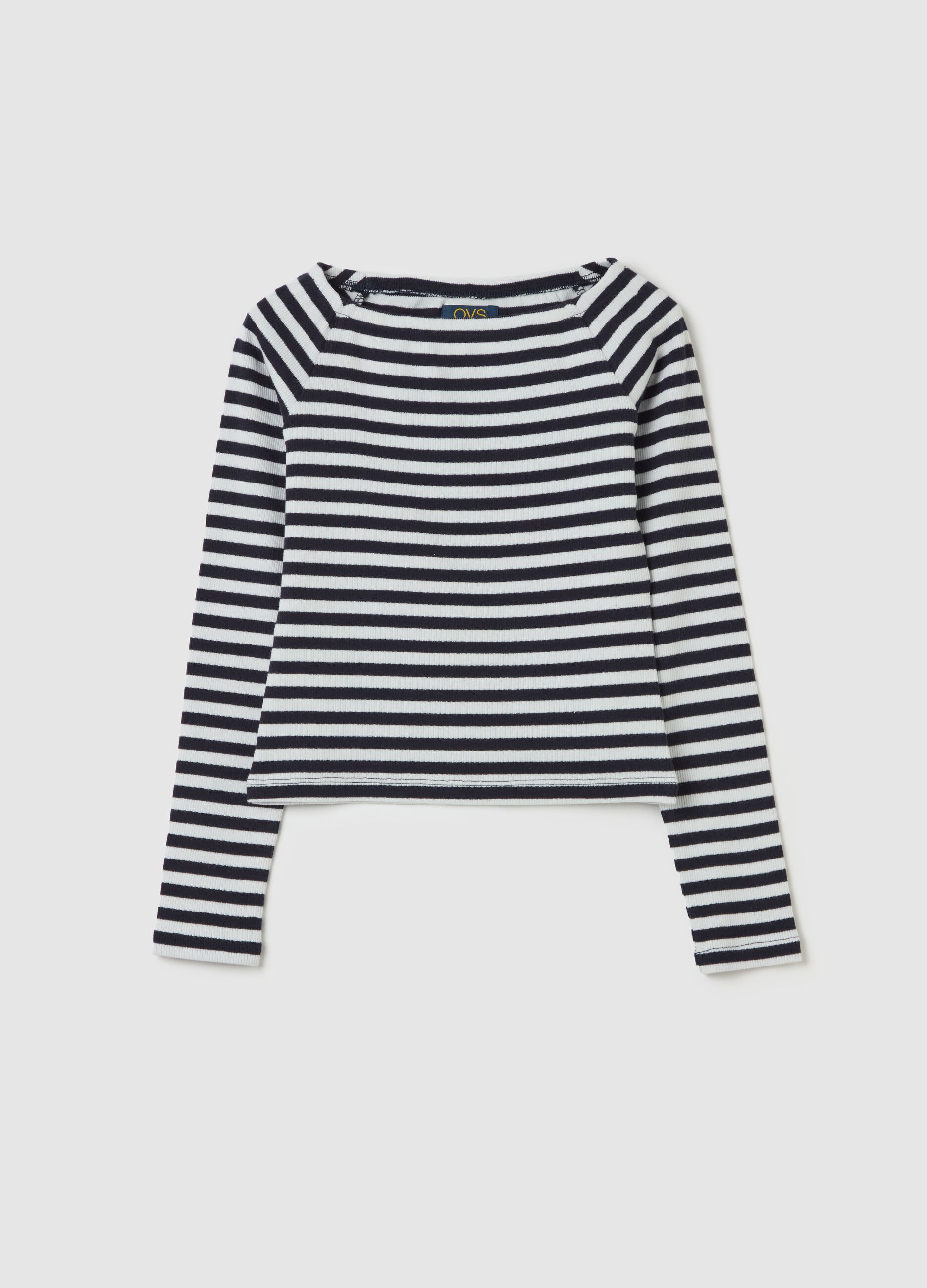 Long-sleeved T-shirt with stripes