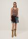 Fitted multicolour striped pure cotton vest with thin straps_1