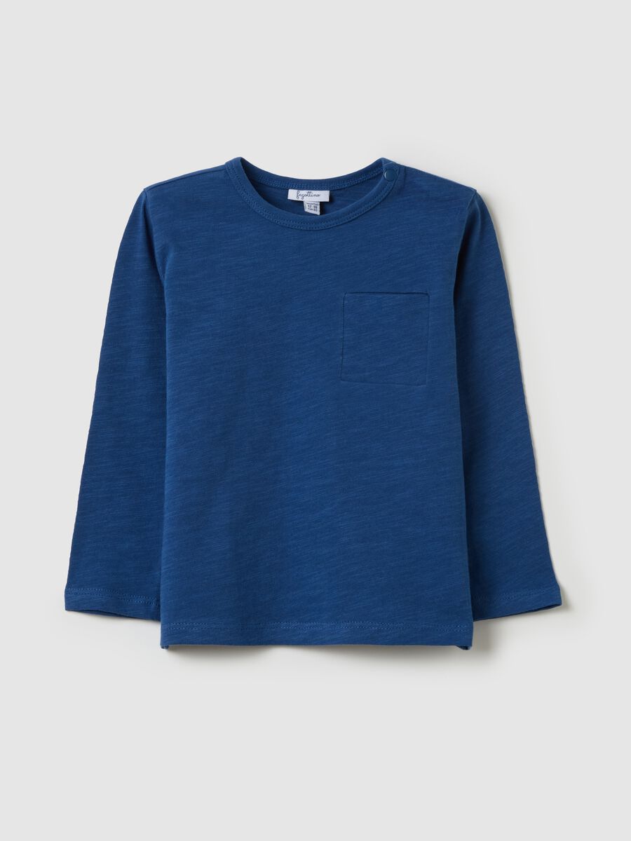 Cotton T-shirt with pocket and long sleeves_0