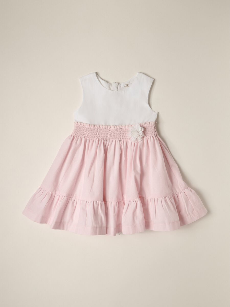 Pure cotton poplin dress for newborn IANA_0