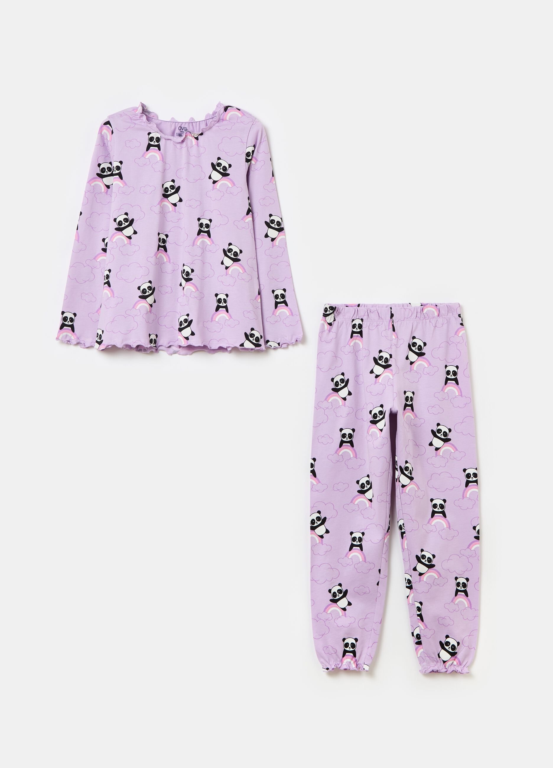 Organic cotton pyjamas with panda print